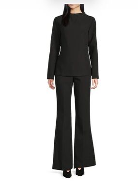 Trina Turk Chimayo Luxe Drape Mid Rise Flare Leg Tailored Pants